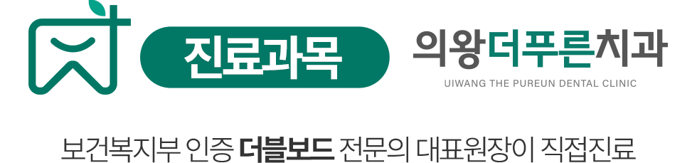의왕더푸른치과 진료과목 - 더블보드 전문의 대표원장 직접진료