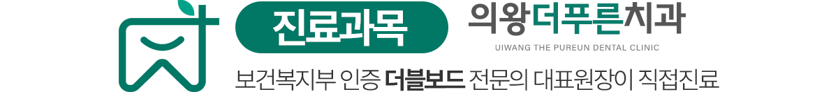 의왕더푸른치과 진료과목 - 더블보드 전문의 대표원장 직접진료